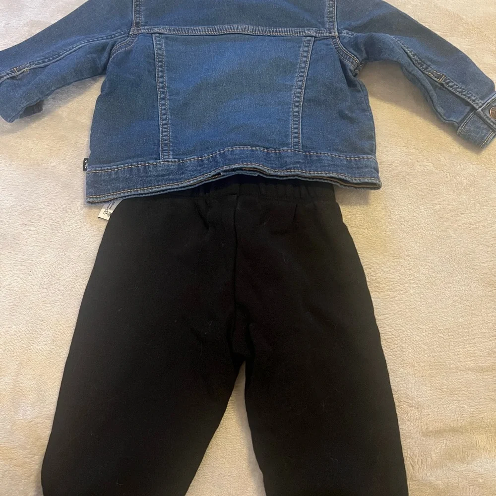 Baby Gap black Mickey joggers and Denim Jacket